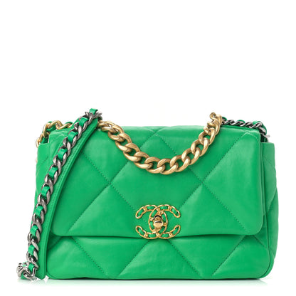Chanel Lambskin Quilted Medium Chanel 19 Flap Green 1 of 10