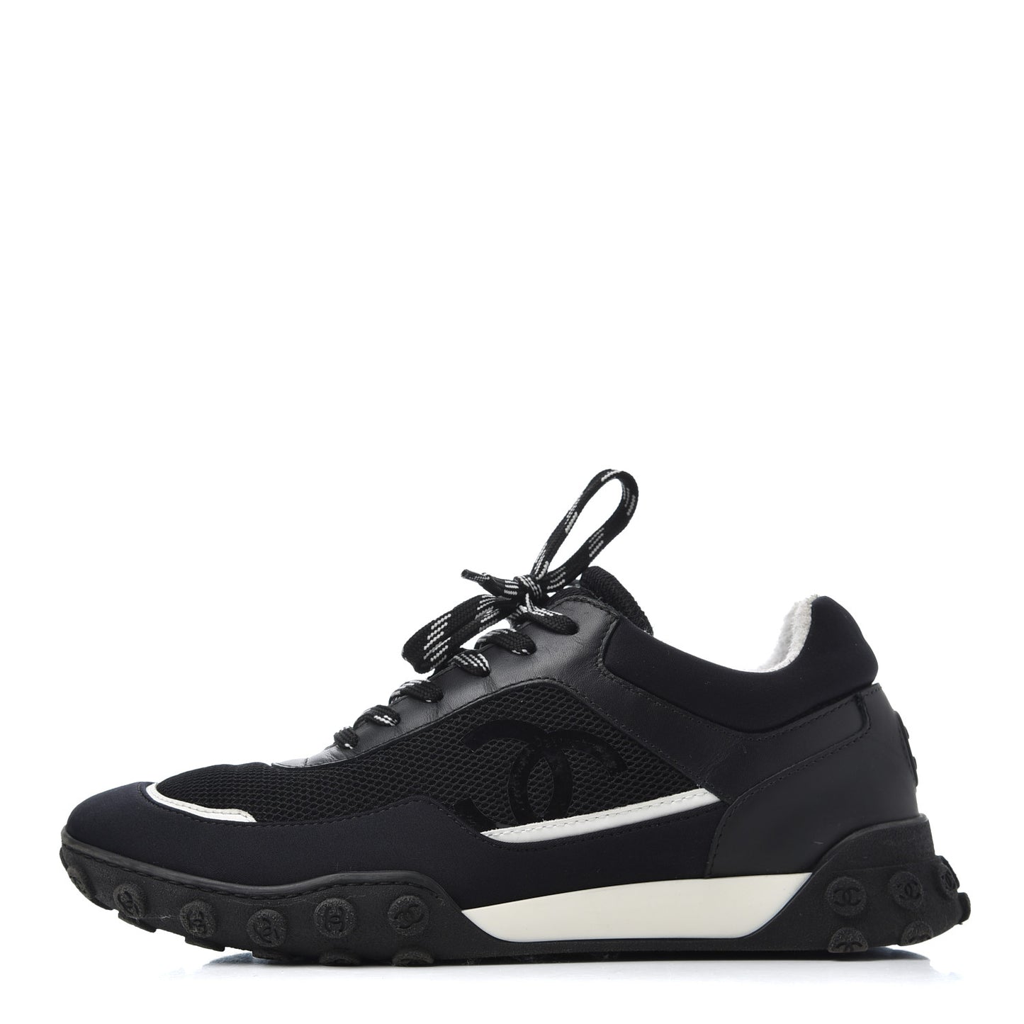 Calfskin Mesh Lycra Sneakers 39 Black