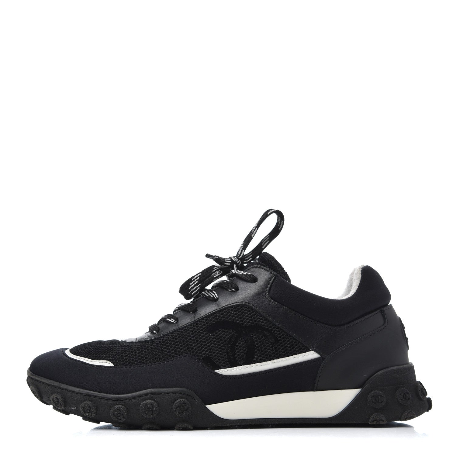 Chanel Calfskin Mesh Lycra Sneakers 39 Black 1 of 22
