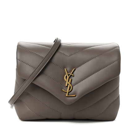 Saint Laurent Calfskin Y Quilted Monogram Toy Loulou Crossbody Bag Taupe 1 of 8