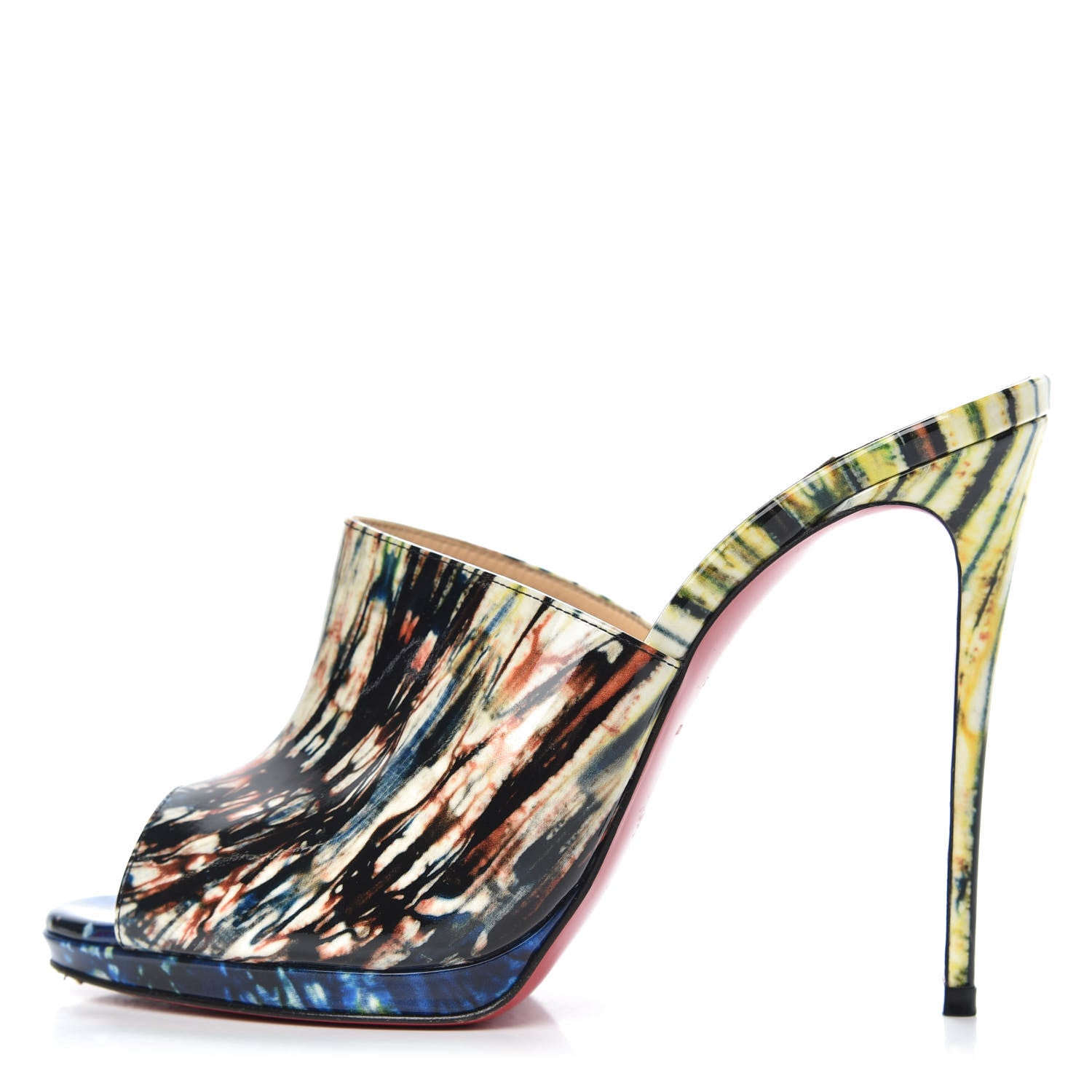 Christian Louboutin Patent Bazin Pigamule 120 Slide Sandals 38.5 Black 1 of 9