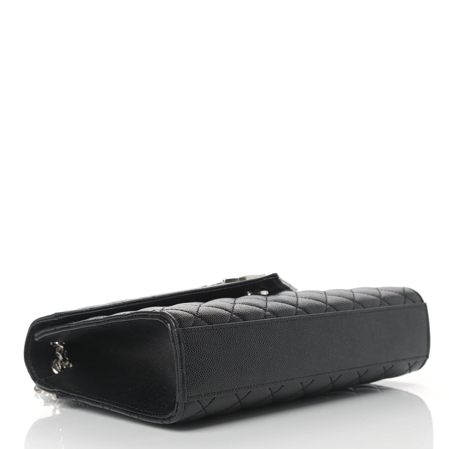 Grain De Poudre Textured Mixed Matelasse Triquilt Medium Monogram Satchel Black