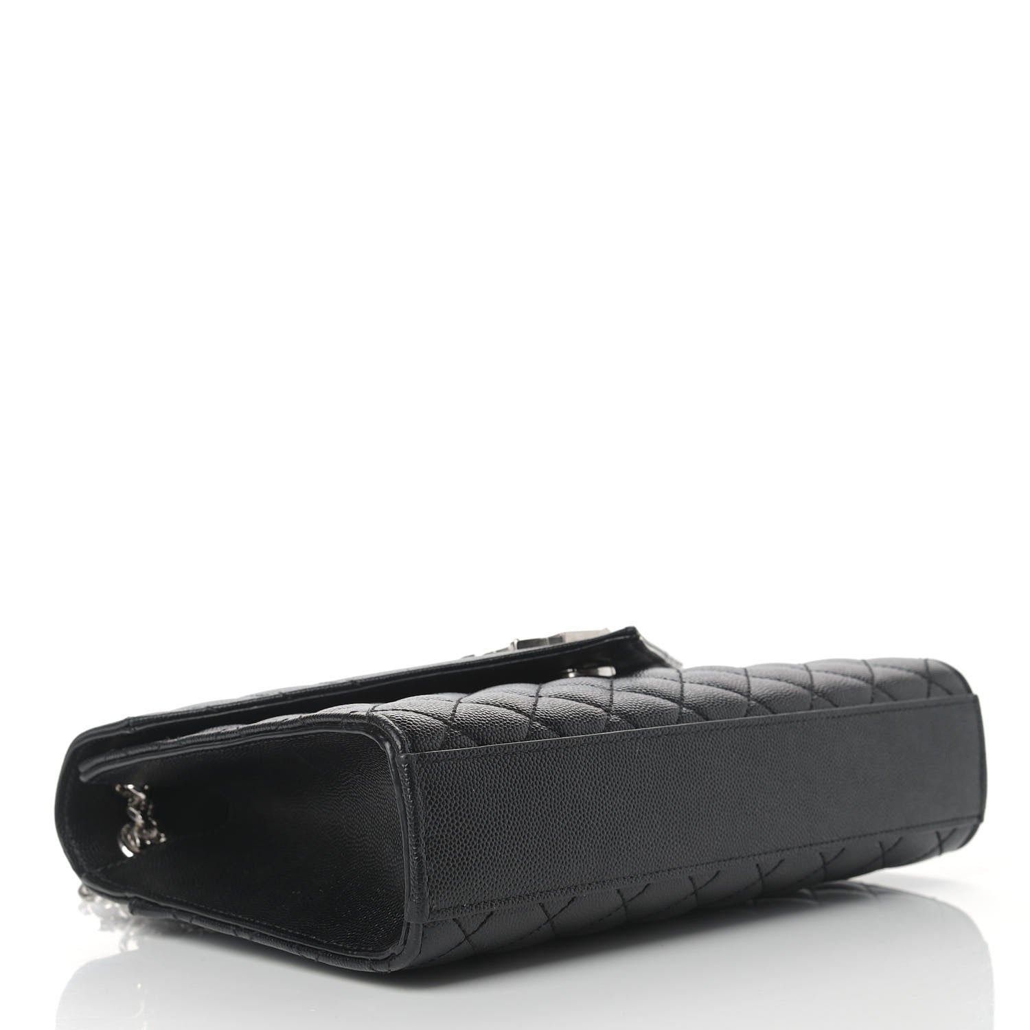 Saint Laurent Grain De Poudre Textured Mixed Matelasse Triquilt Medium Monogram Satchel Black 5 of 10