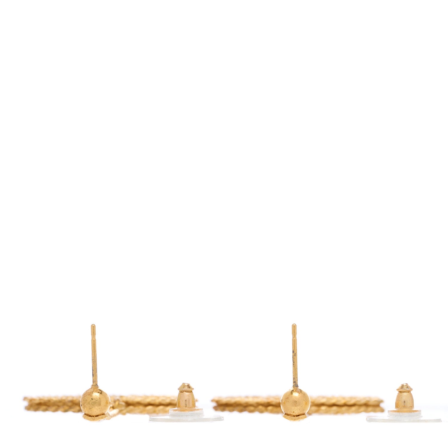 Chanel CC Drop Earrings Matte Gold 3 of 4