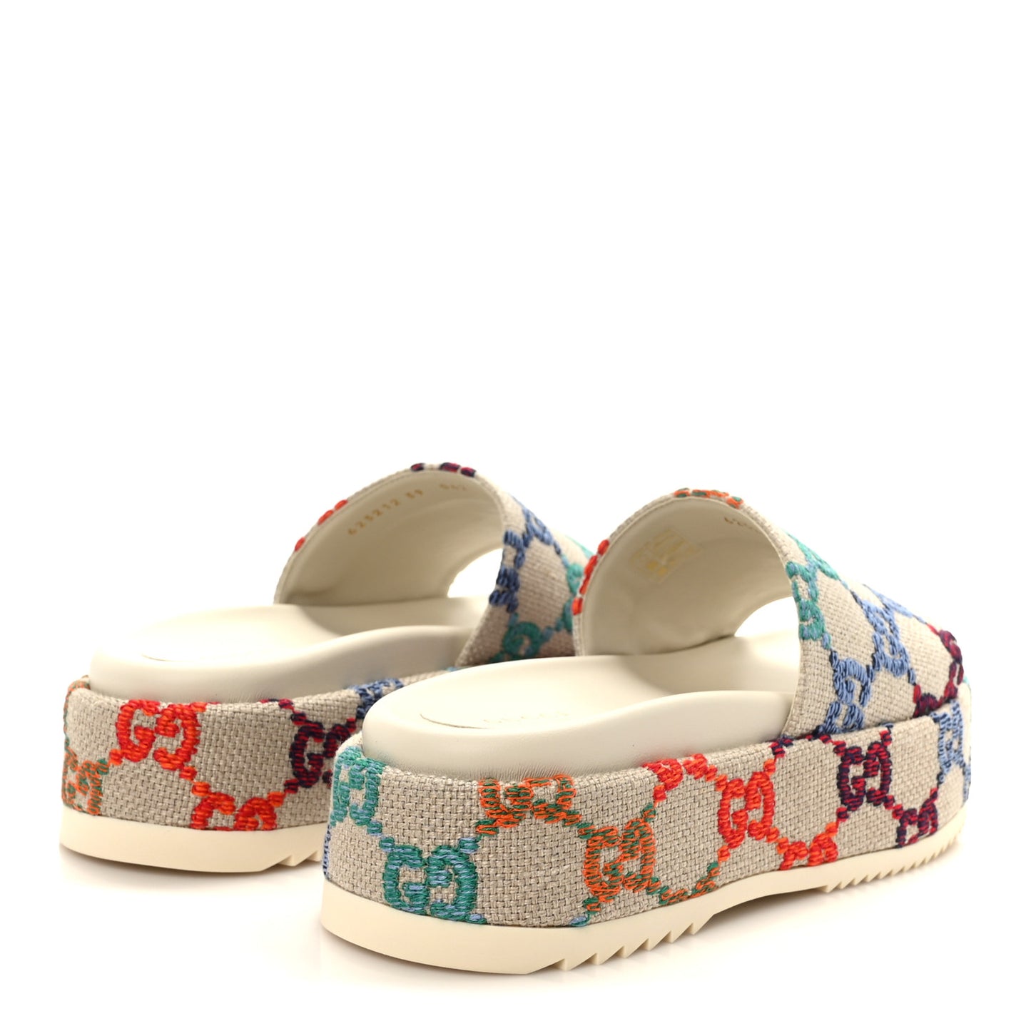 Linen Psychedelic Mini GG Monogram Angelina Platform 55mm Slide Sandals 39 Multicolor