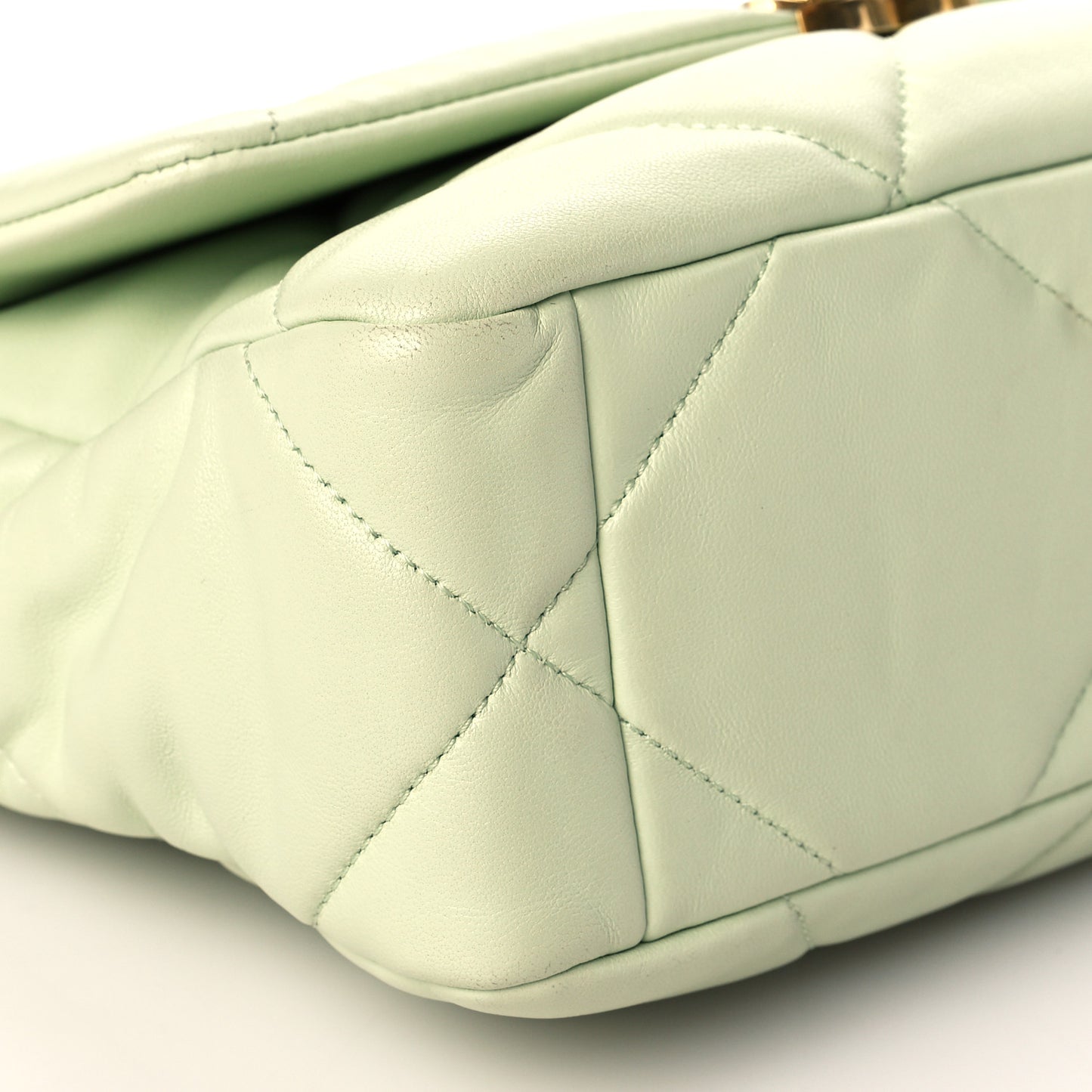 Lambskin Quilted Medium Chanel 19 Flap Light Green