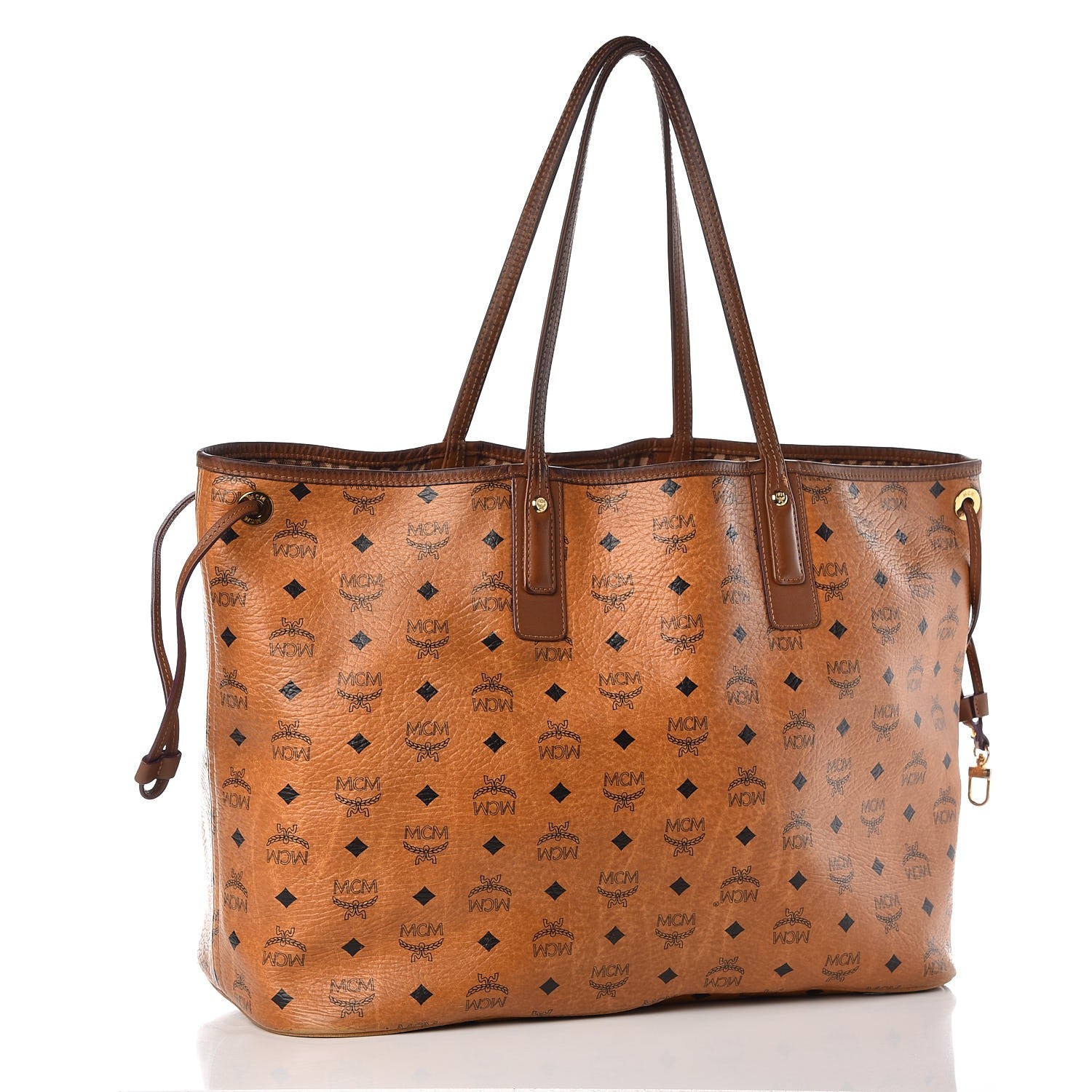 MCM Visetos Liz Reversible Shopper Tote Cognac 4 of 26
