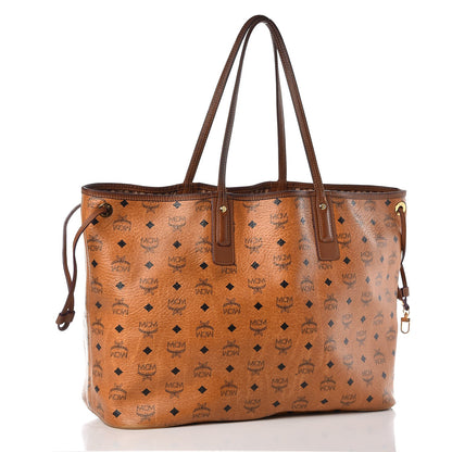 MCM Visetos Liz Reversible Shopper Tote Cognac 4 of 26