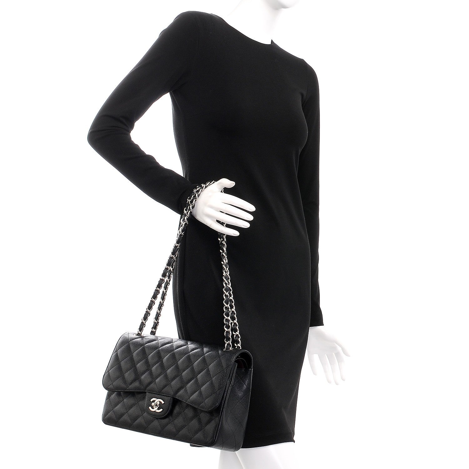 Chanel Caviar Quilted Jumbo Double Flap Black 3 of 8