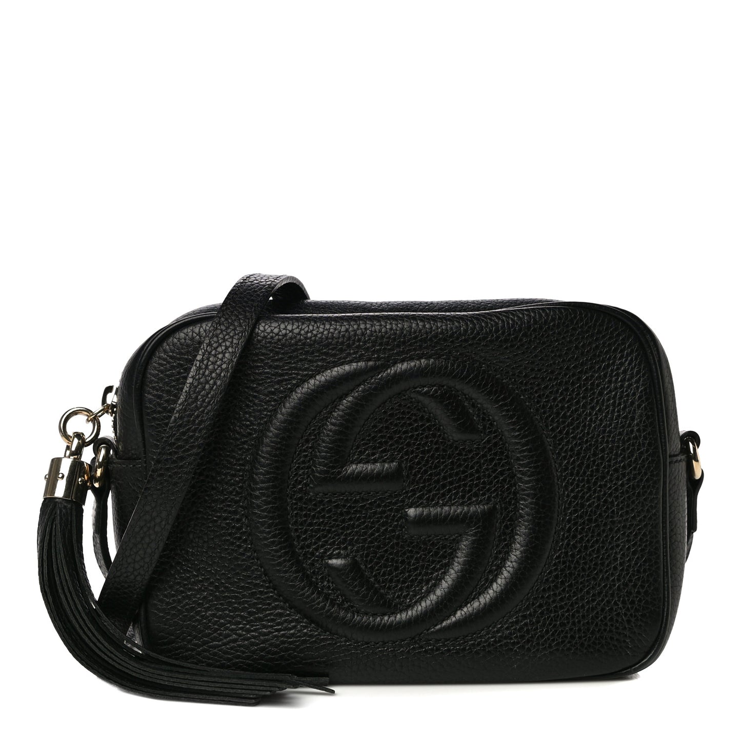 Pebbled Calfskin Small Soho Disco Bag Black