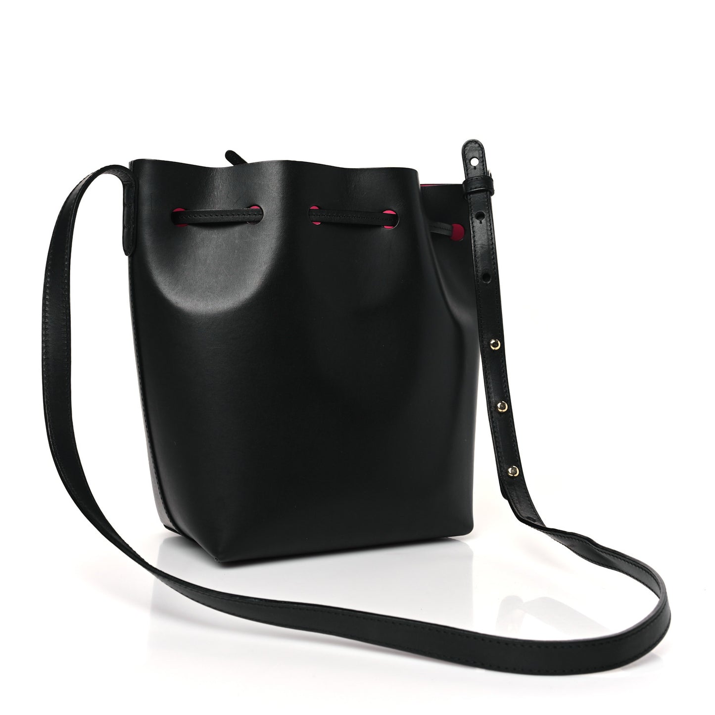 Vegetable Tanned Calfskin Mini Bucket Bag Black Dolly