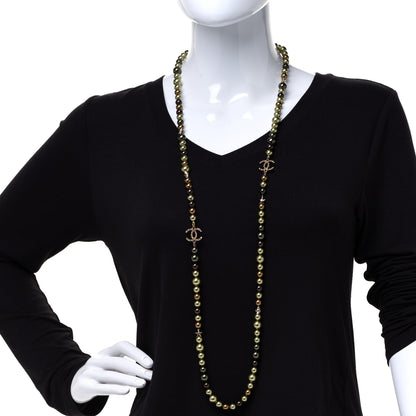 Chanel Metal Textured Bead CC Long Necklace Gold Multicolor 2 of 5