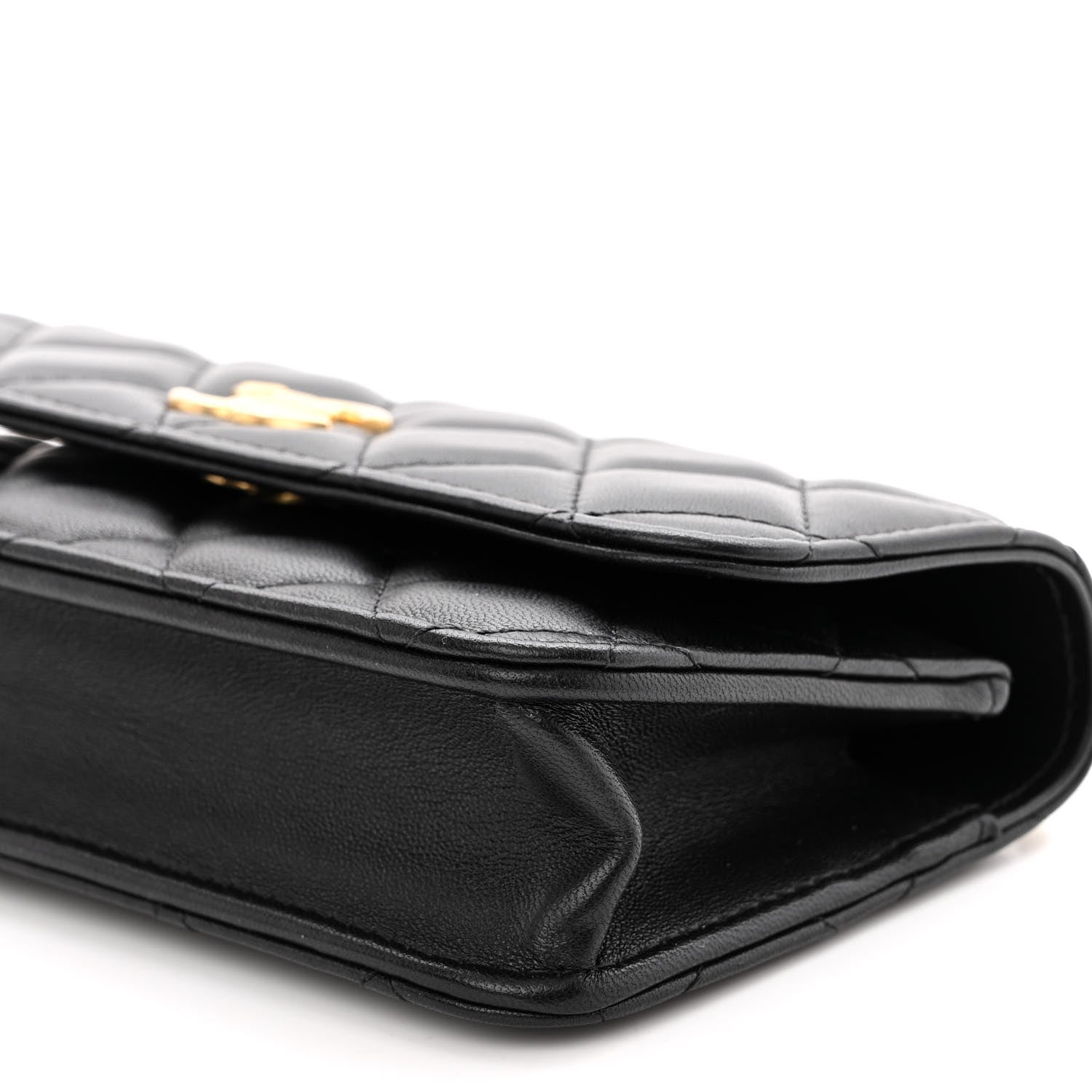 Chanel Lambskin Quilted Sweet Camellia Flap Phone Holder With Chain Black 11 of 11