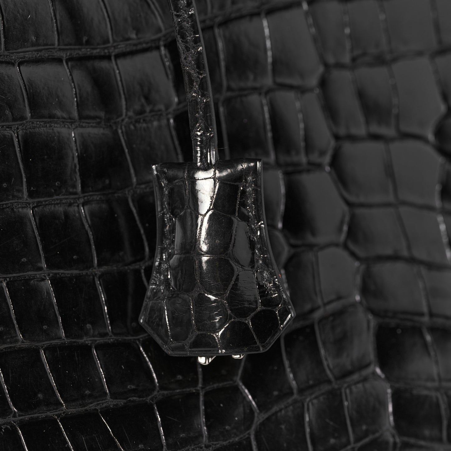 Shiny Porosus Crocodile Birkin 40 Black Orange