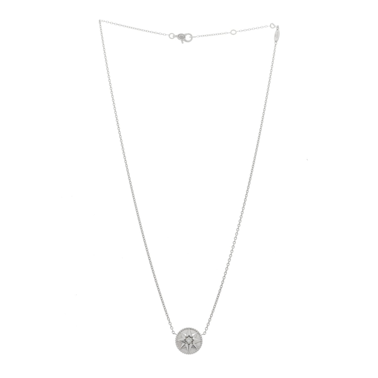 Christian Dior 18K White Gold Diamond Mother of Pearl Rose Des Vents Necklace 3 of 7