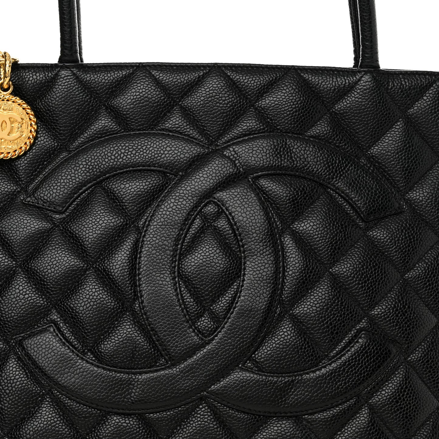 Caviar Quilted Medallion Tote Black