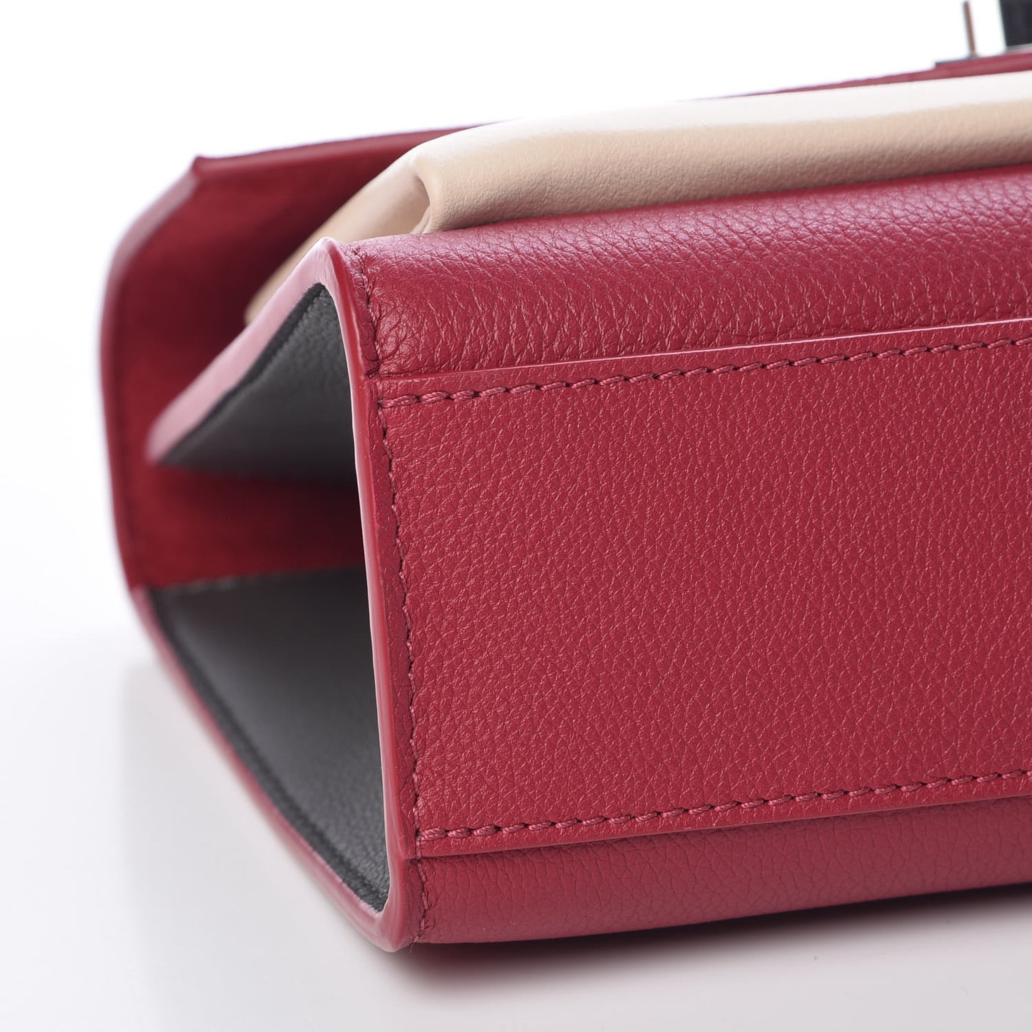 Soft Calfskin Mylockme Chain Bag BB Lie De Vin Etain Creme
