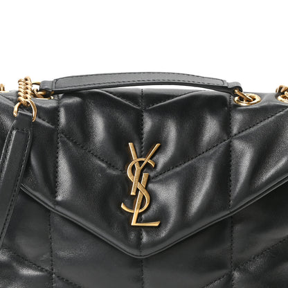 Saint Laurent Lambskin Quilted Toy Loulou Puffer Monogram Chain Satchel Black 7 of 9