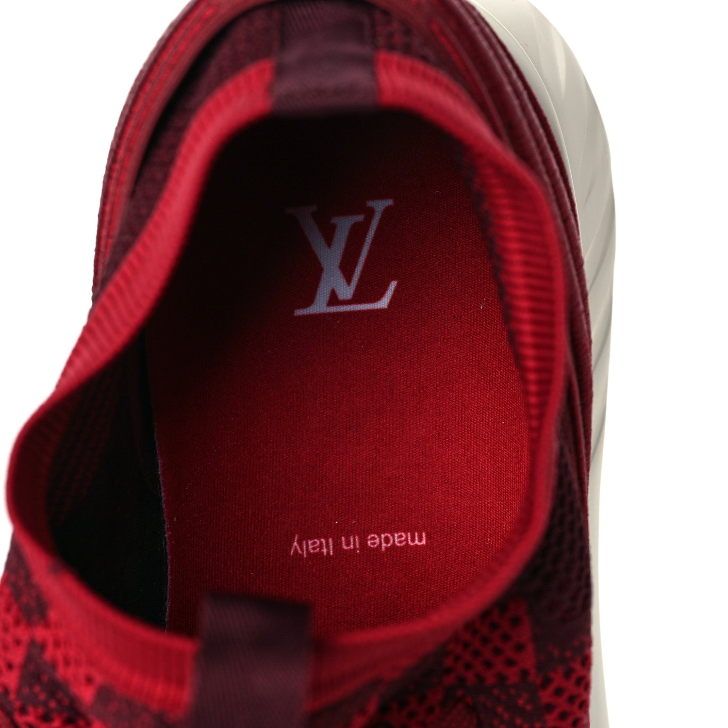 Louis Vuitton Knit Damier Mens Fastlane Sneakers 10.5 Burgundy Red 7 of 7