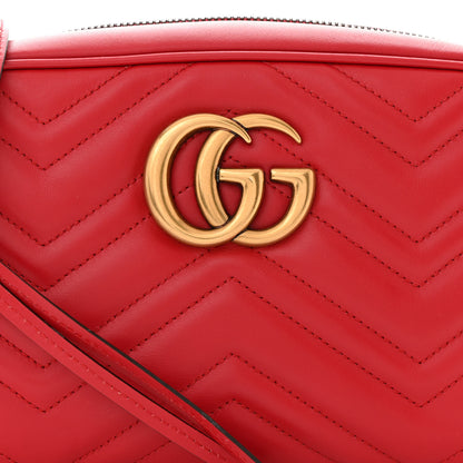Gucci Calfskin Matelasse Small GG Marmont Chain Shoulder Bag Hibiscus Red 8 of 11