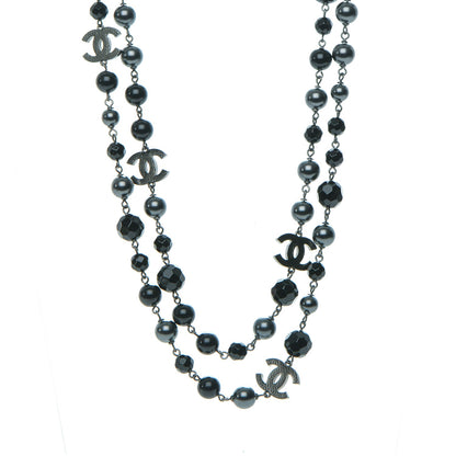 Chanel Ruthenium Beaded CC Long Necklace Black 1 of 5