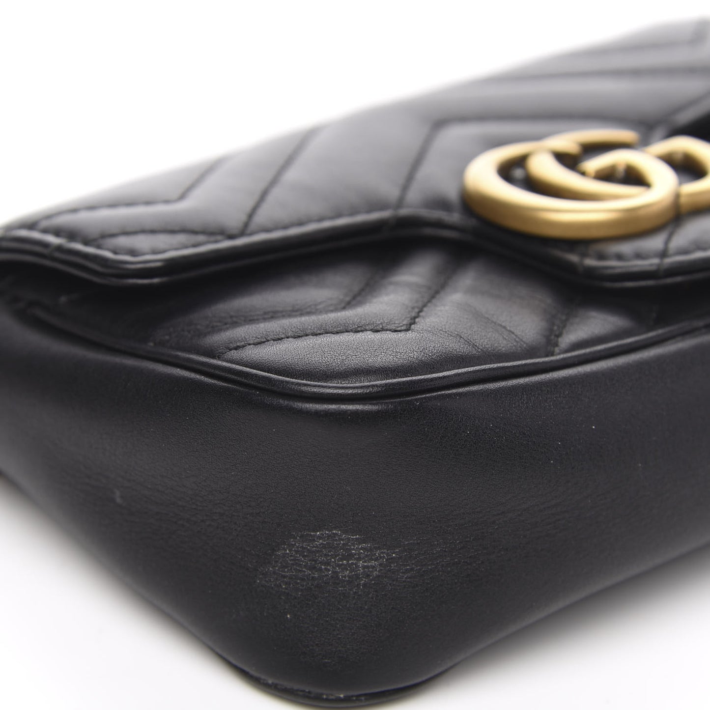 Calfskin Matelasse Super Mini GG Marmont Shoulder Bag Black