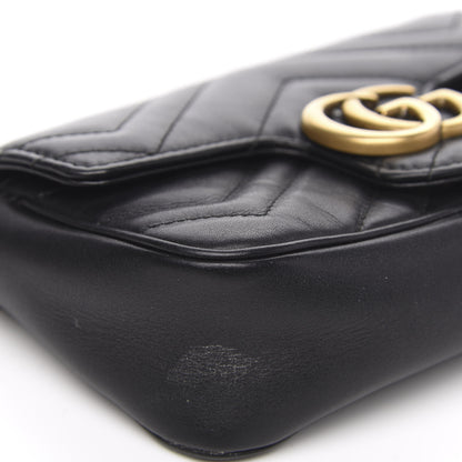 Gucci Calfskin Matelasse Super Mini GG Marmont Shoulder Bag Black 8 of 13