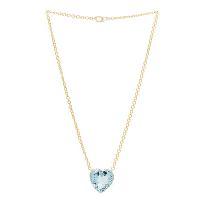 Irene Neuwirth 18K Yellow Gold Aquamarine Heart Pendant Necklace 3 of 4