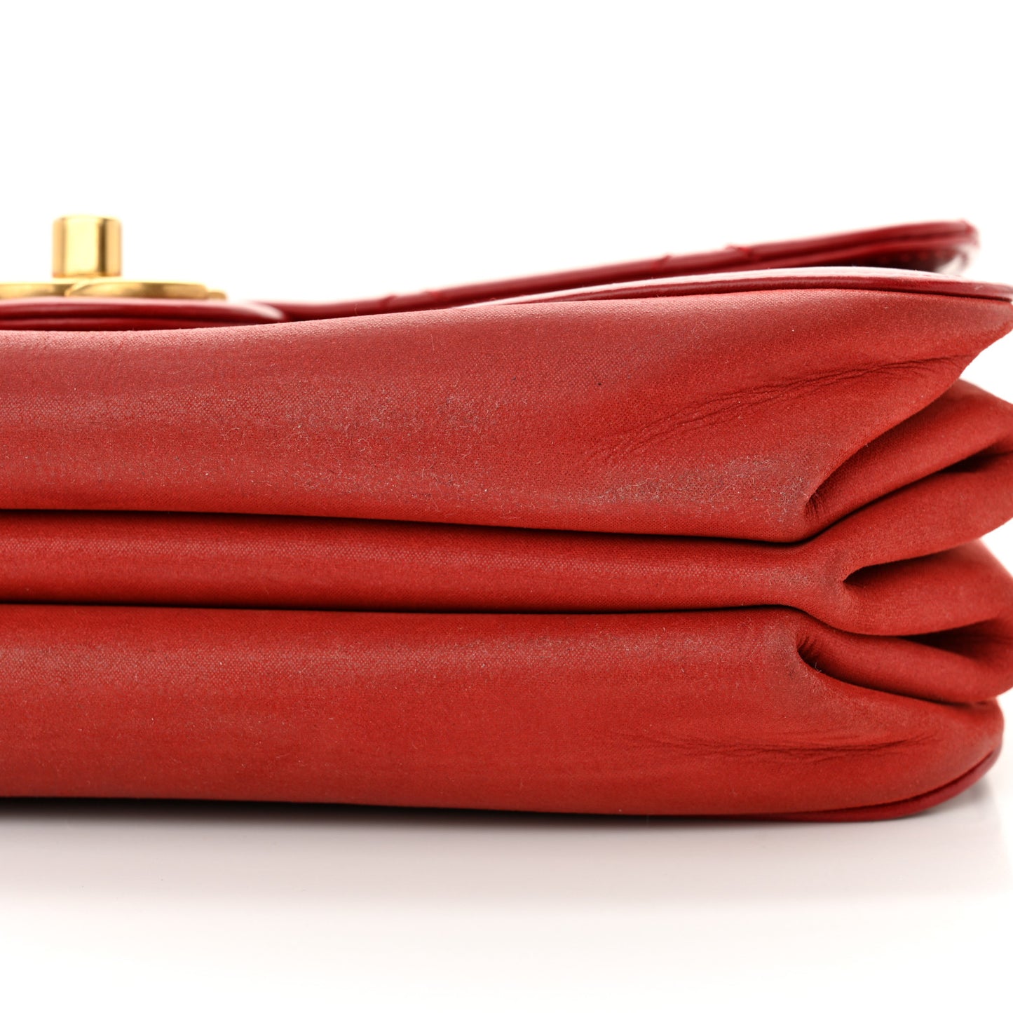 Iridescent Calfskin Quilted Small Straight Lined Flap Red