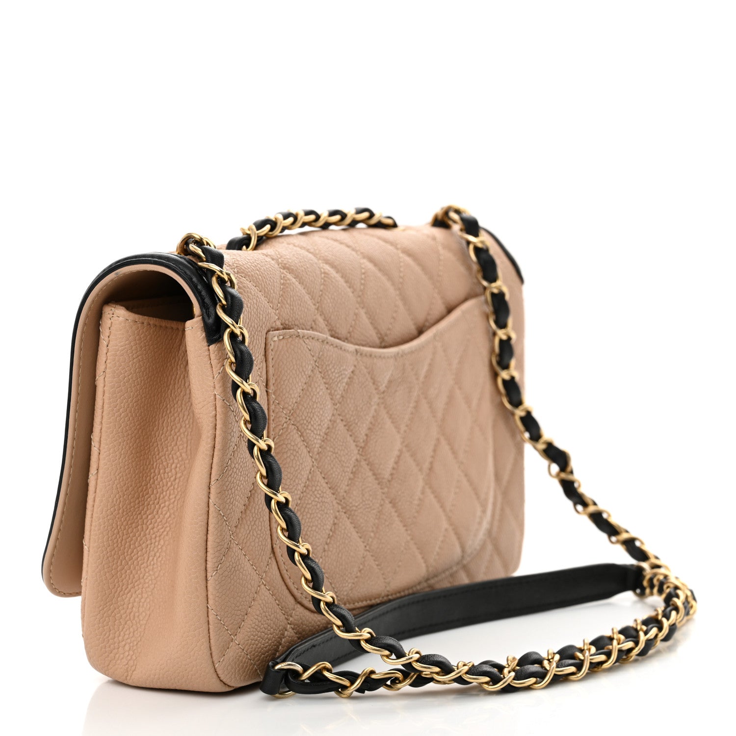Chanel Caviar Quilted Medium CC Filigree Flap Beige Black 3 of 13
