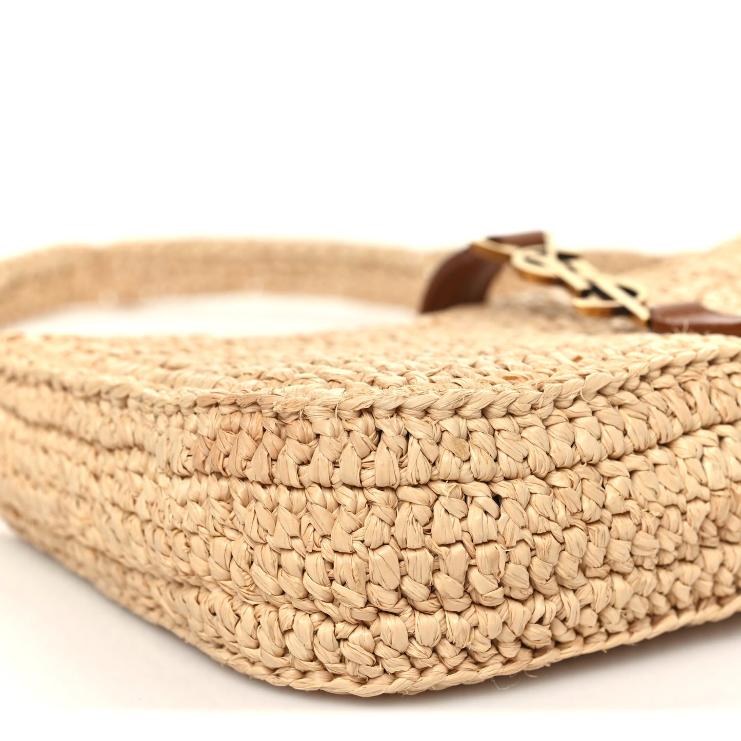 Raffia Calfskin Le 5 A 7 Mini Hobo Natural Brick
