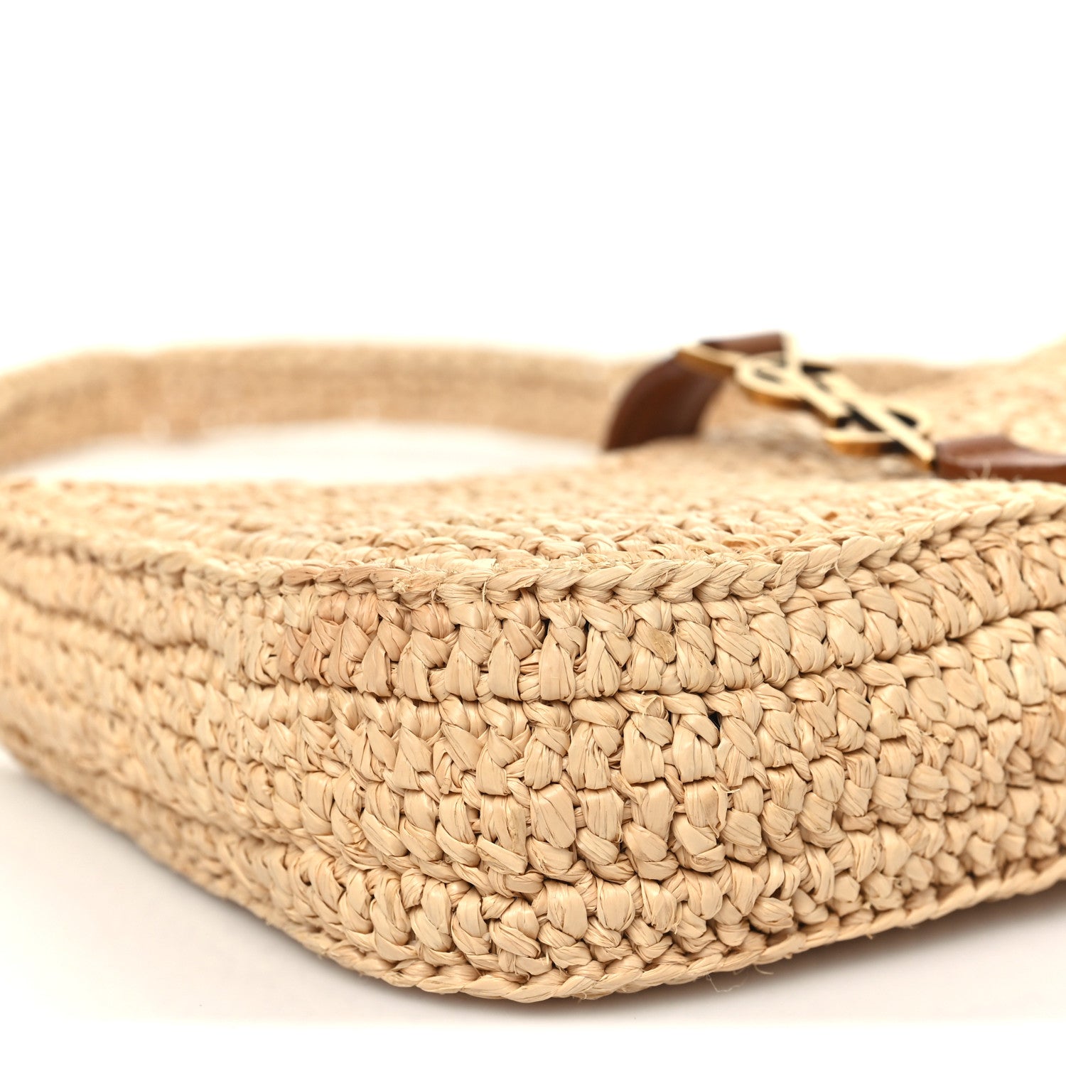 Saint Laurent Raffia Calfskin Le 5 A 7 Mini Hobo Natural Brick 9 of 10