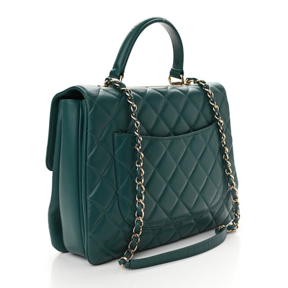 Chanel Lambskin Quilted Large Trendy CC Dual Handle Flap Bag Dark Green 3 of 12