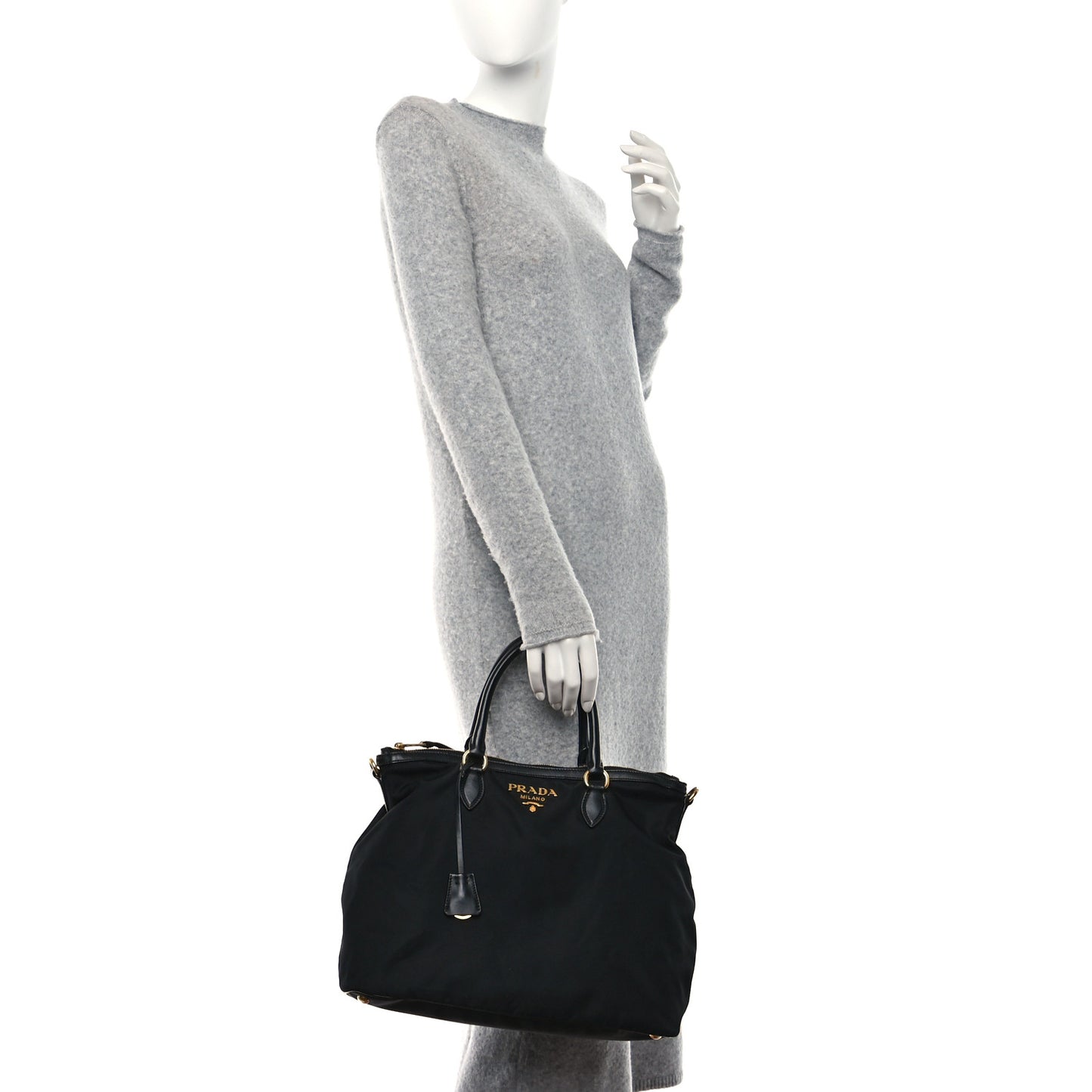 Tessuto Nylon Soft Calfskin Tote Black