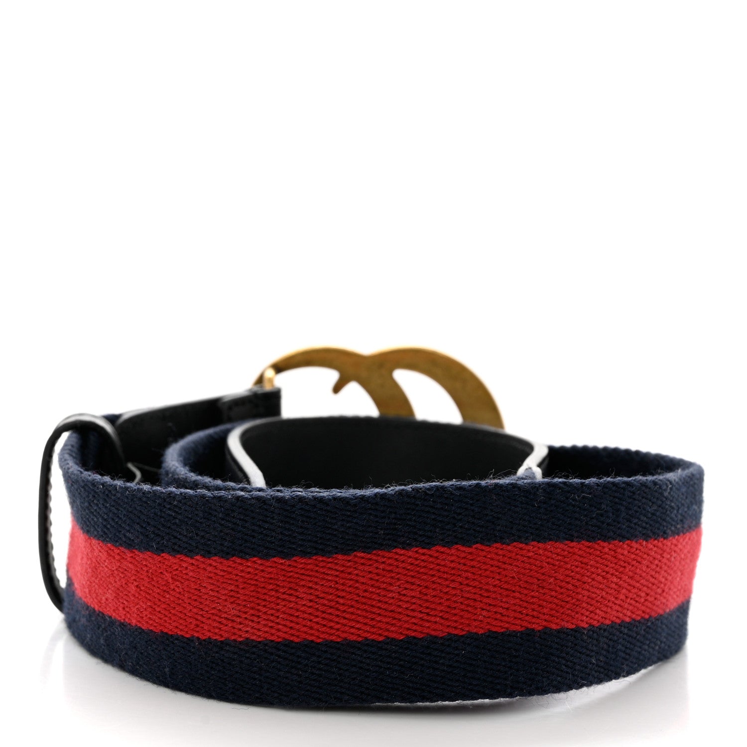 Gucci Nylon Calfskin Double G Web 40mm Belt 80 32 Blue Red Black 2 of 3