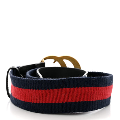 Gucci Nylon Calfskin Double G Web 40mm Belt 80 32 Blue Red Black 2 of 3
