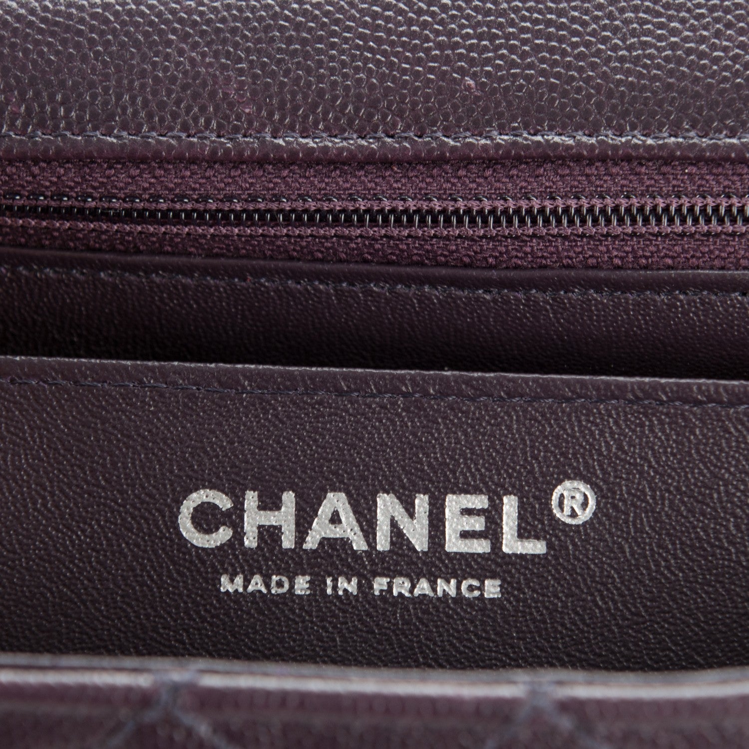 Chanel Washed Caviar Quilted Mini Rectangular Flap Dark Purple 6 of 7