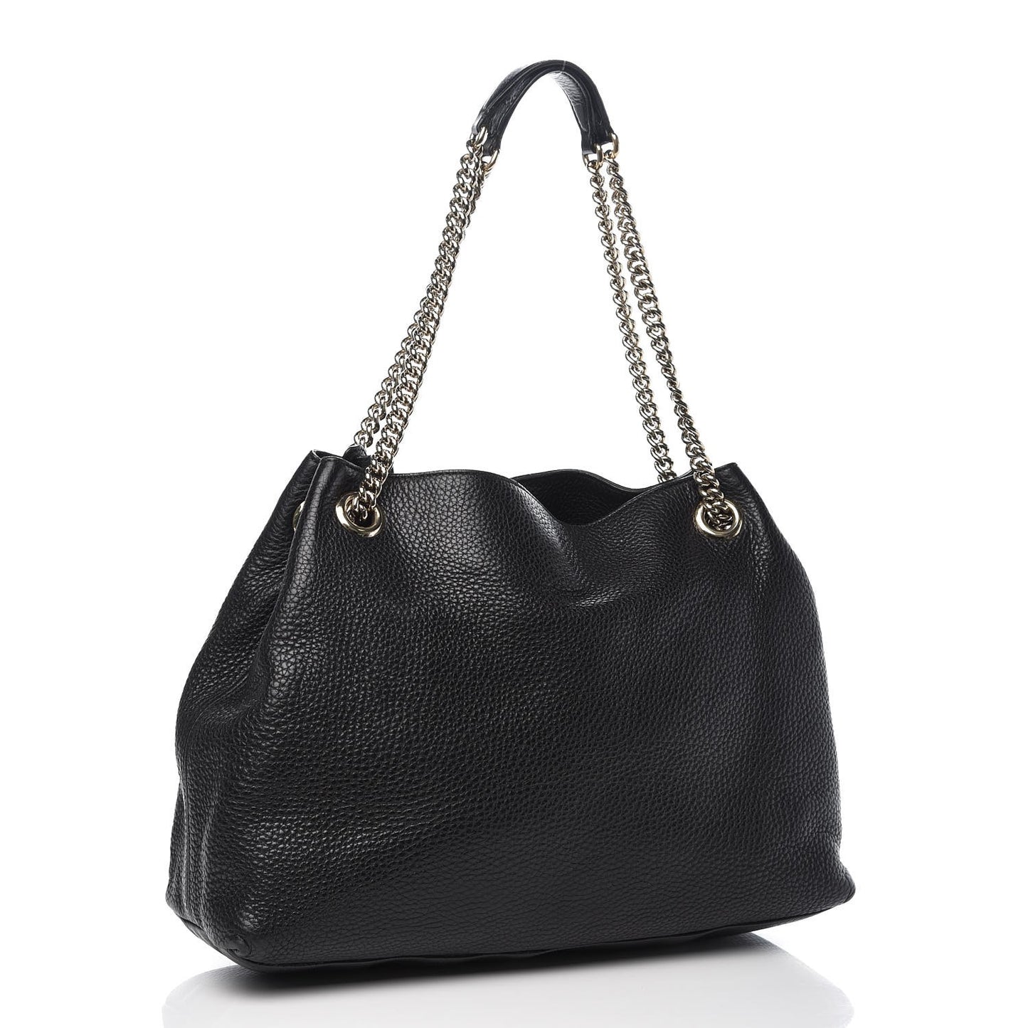 Pebbled Calfskin Medium Soho Chain Shoulder Bag Black