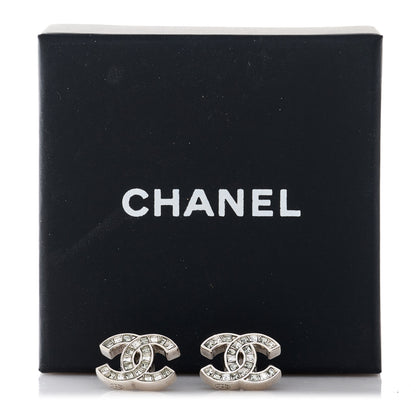 Chanel Baguette Crystal CC Earrings Silver Grey 5 of 5