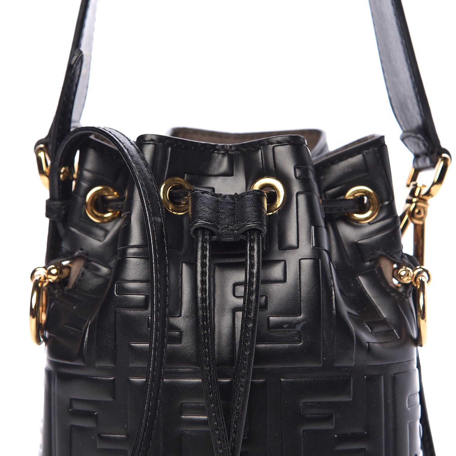 Fendi Vitello Liberty F is Fendi FF 1974 Embossed Mini Mon Tresor Bucket Bag Black 9 of 12