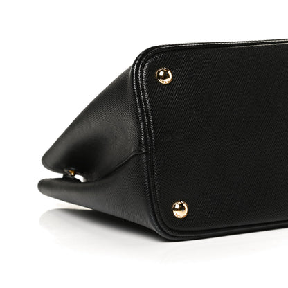 Prada Saffiano Cuir Medium Double Bag Black Fuoco 11 of 12