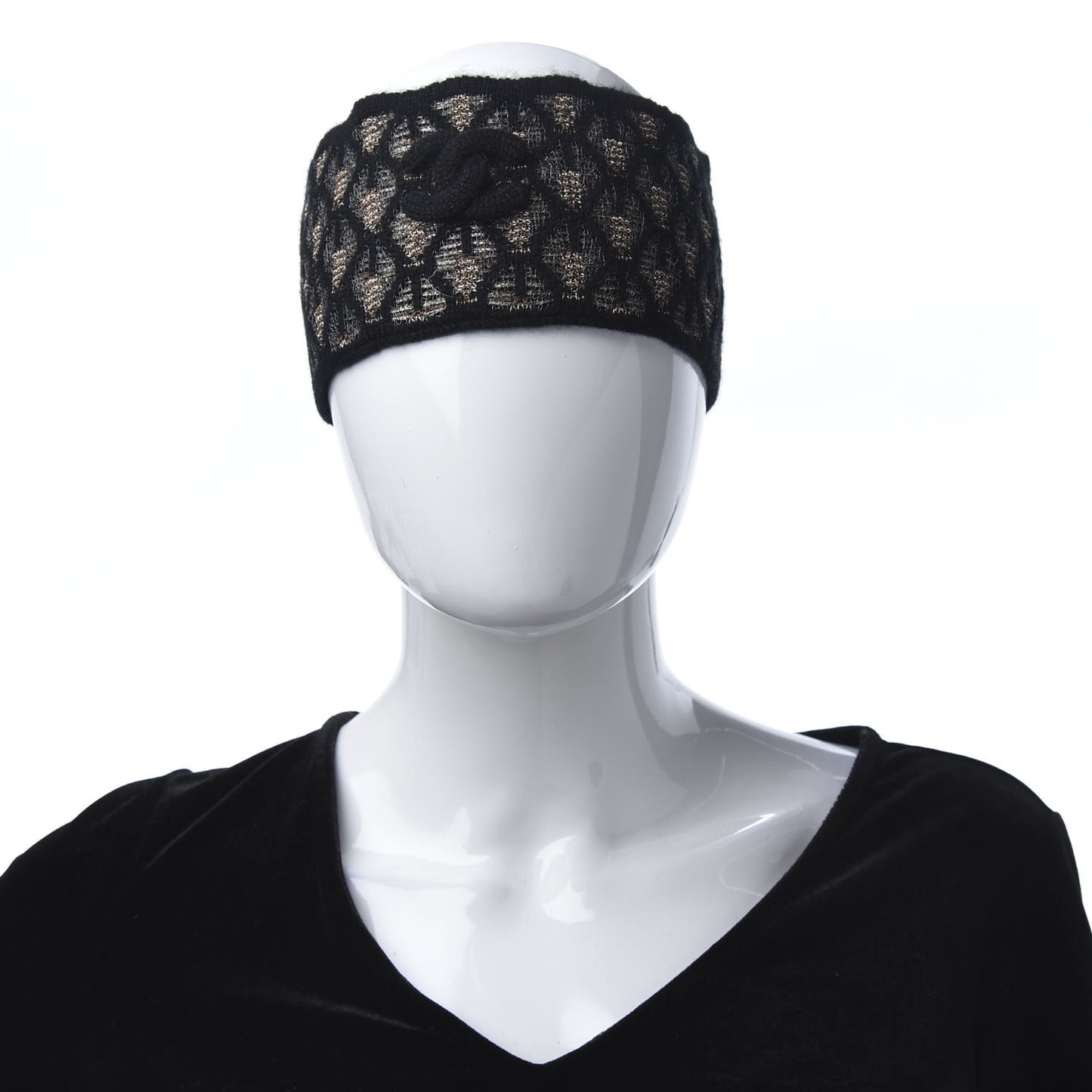 Metallic Cashmere CC Headband Black Brown