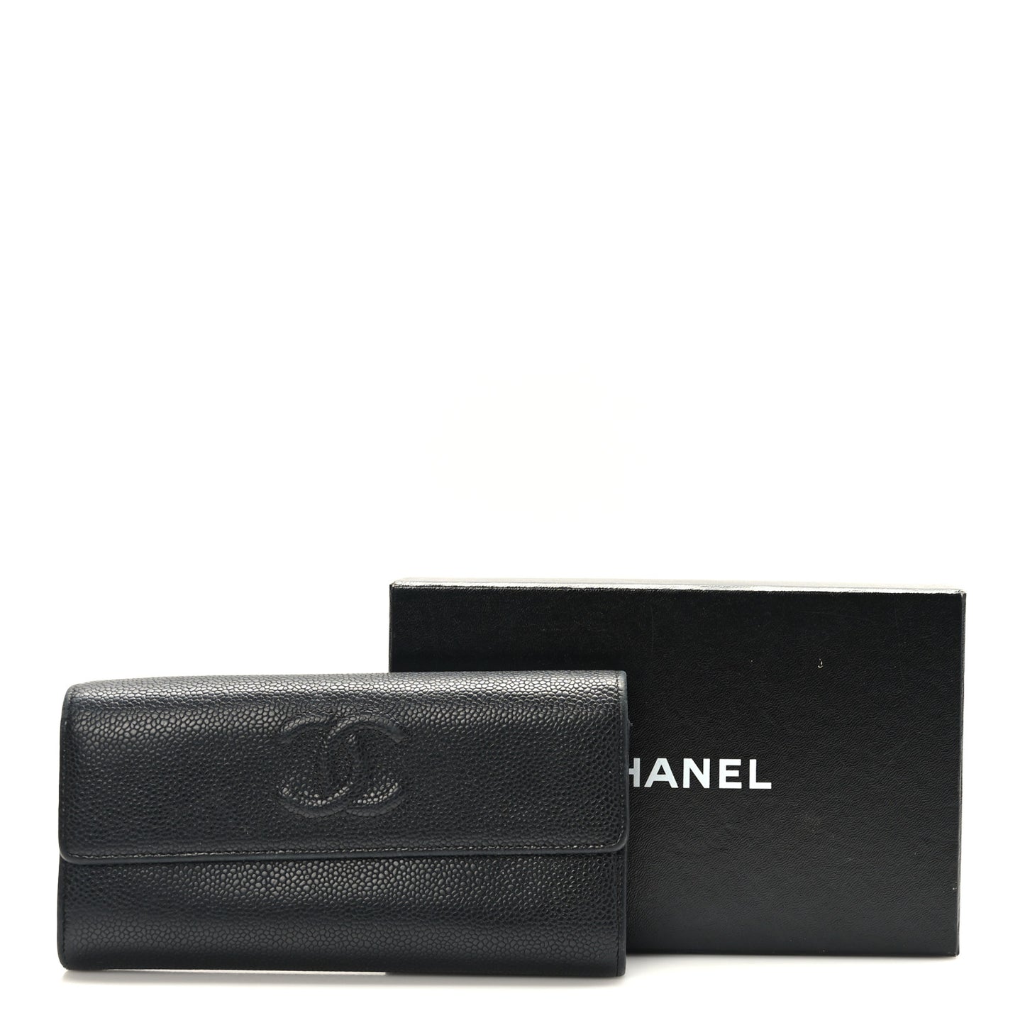 Caviar Timeless CC Large Gusset Flap Wallet Black
