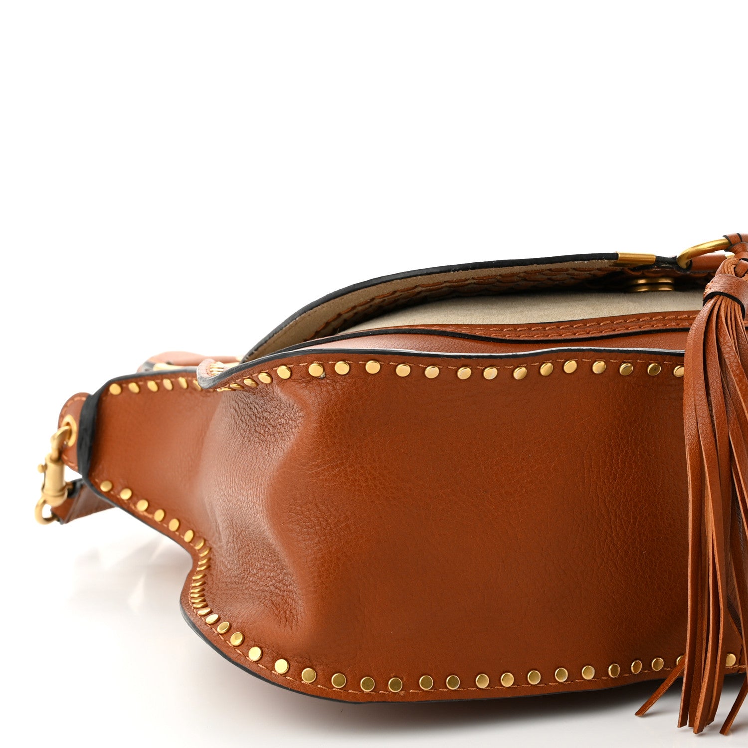 Chloe Calfskin Studded Medium Marcie Satchel Caramel 9 of 11