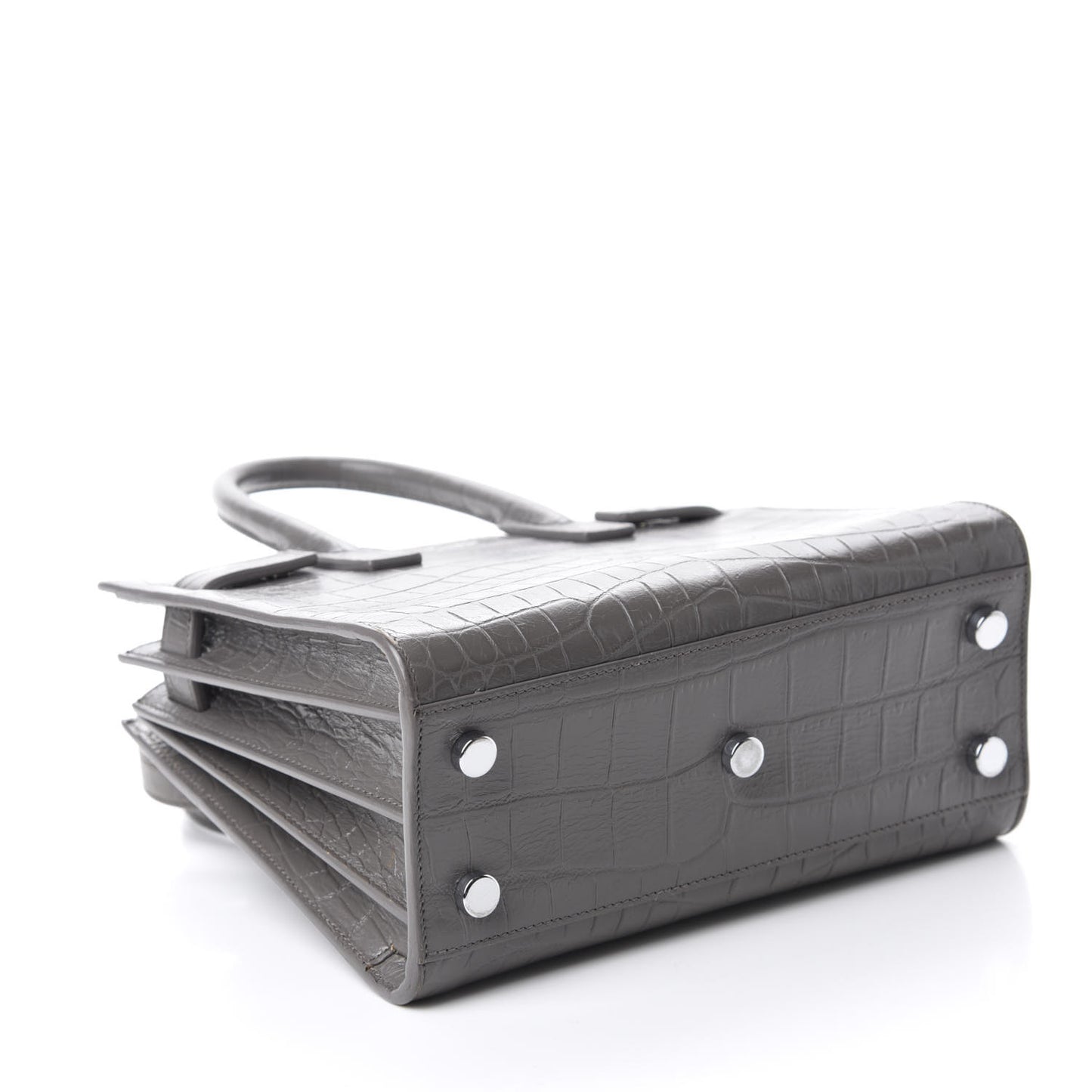 Calfskin Crocodile Embossed Nano Sac De Jour Fog