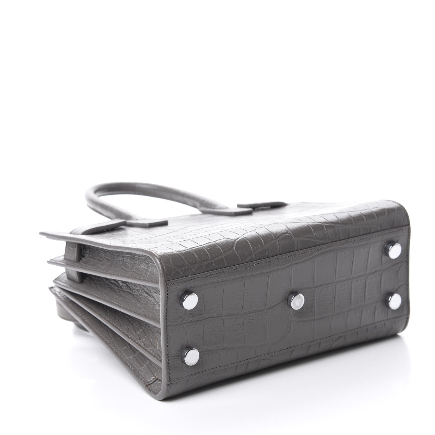 Saint Laurent Calfskin Crocodile Embossed Nano Sac De Jour Fog 5 of 10