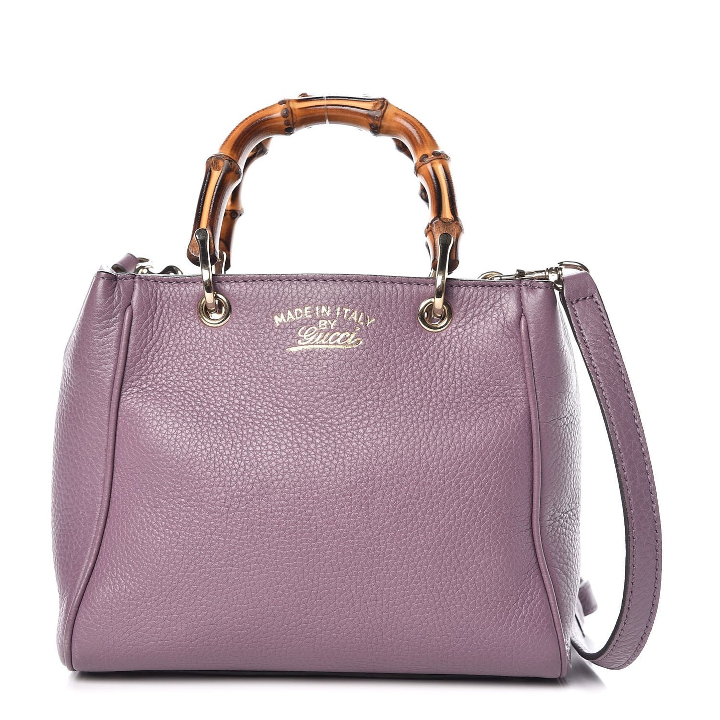 Calfskin Mini Bamboo Shopper Tote Purple
