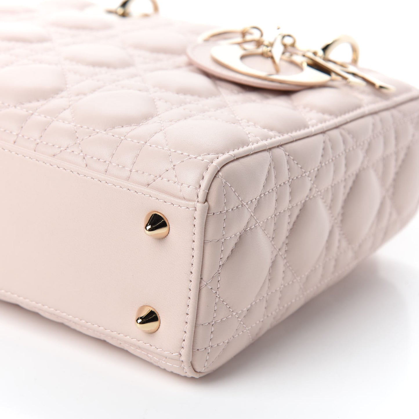 Lambskin Cannage Small Lady Dior Rose Poudre