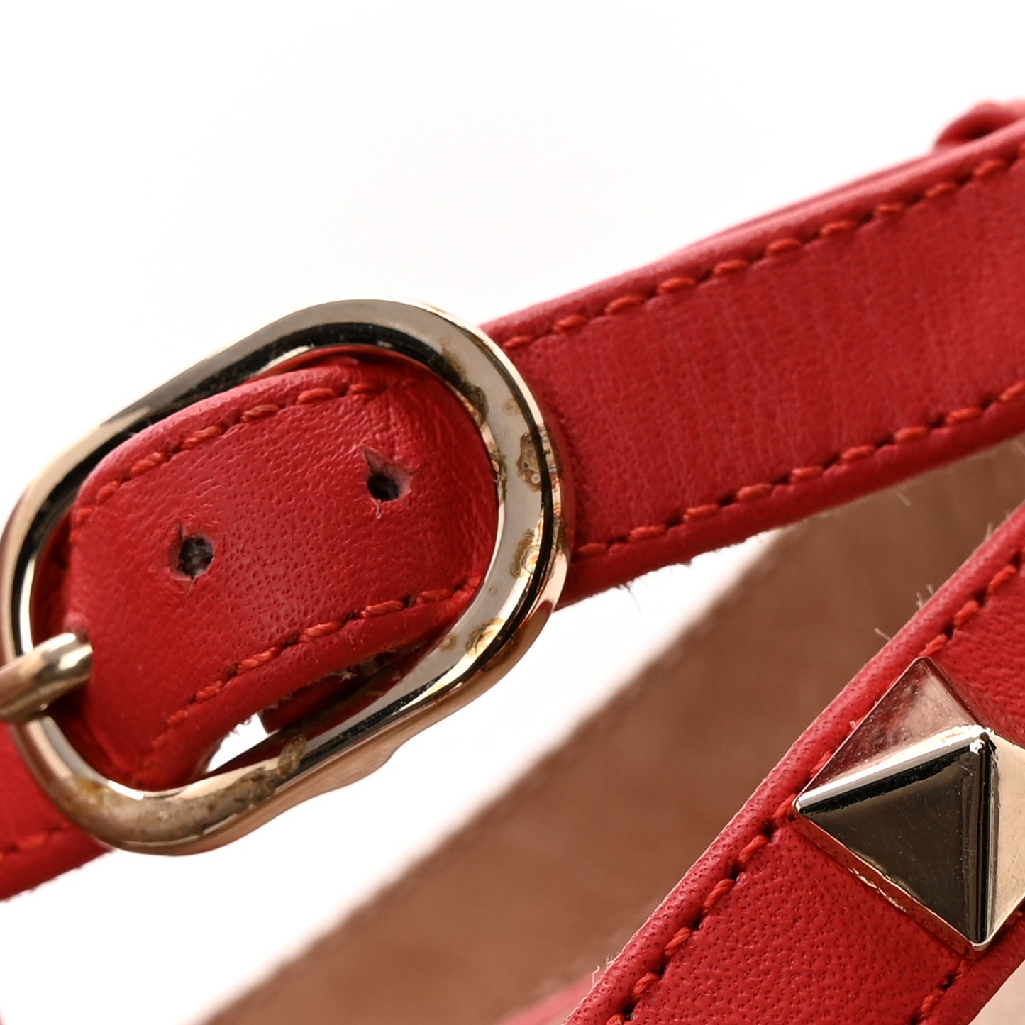 Pebbled Calfskin Rockstud Ankle Strap 100mm Pumps 37 Rock Pink