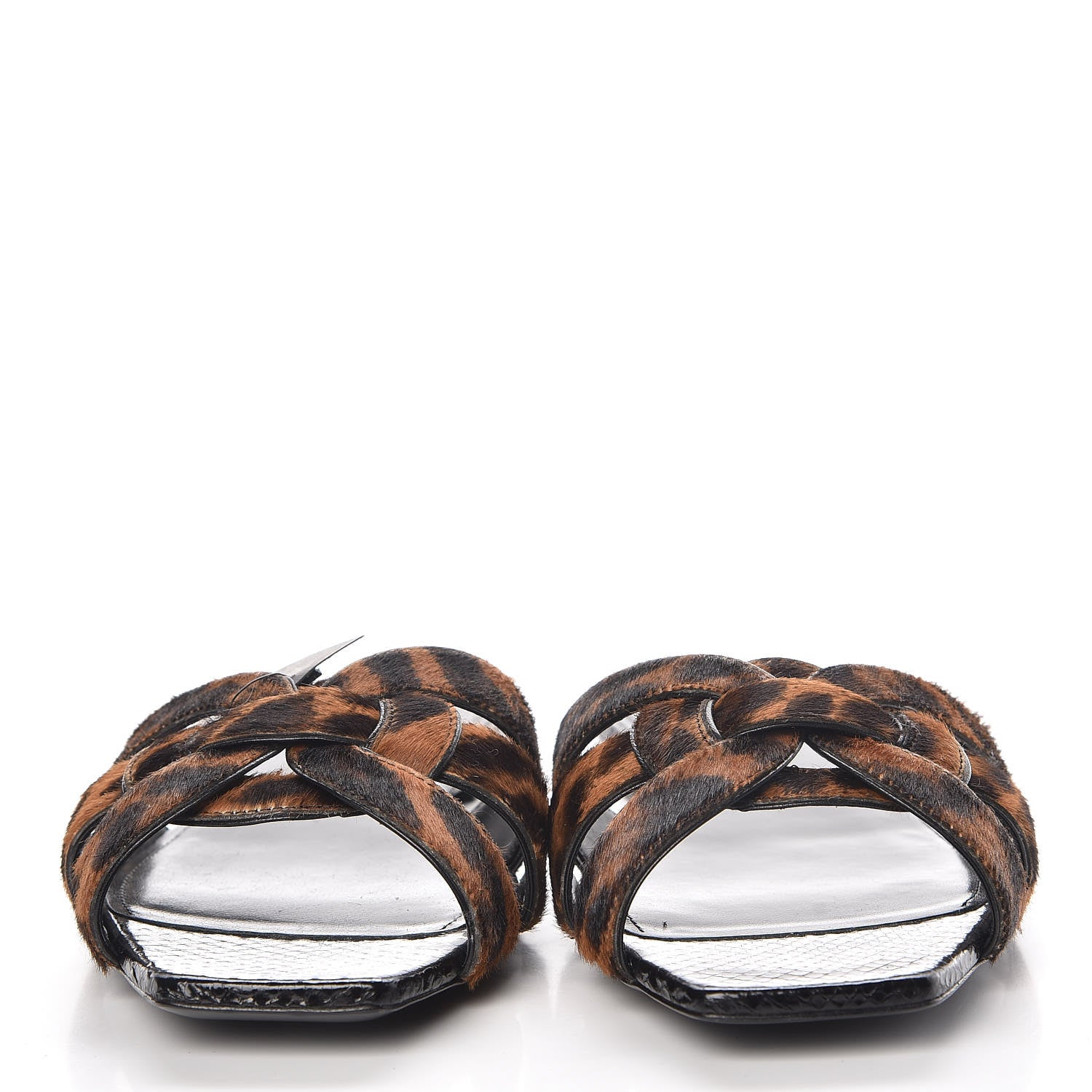 Saint Laurent Calfskin Calf Hair Nu Pied 05 Slide Sandals 40.5 Safari 2 of 8